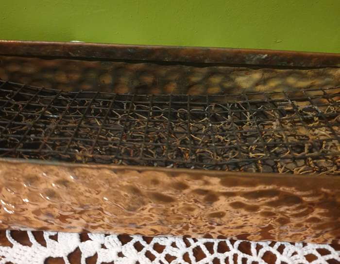 Vintage Hammered Copper Trapezoid Shape Planter Jardiniere