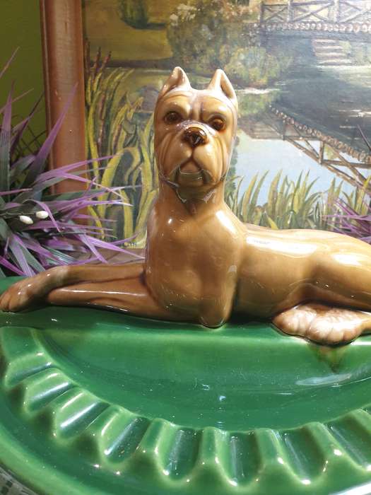 An ashtray for cigar, porcelain, dog, art deco, 1940s.
