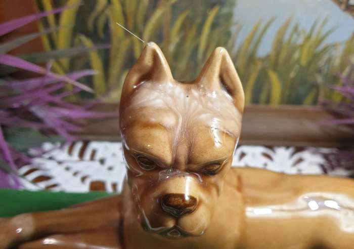 An ashtray for cigar, porcelain, dog, art deco, 1940s.