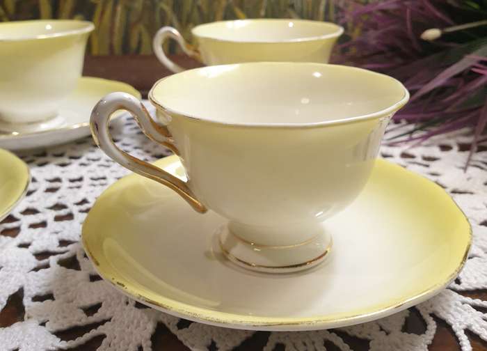 Royal Albert Vintage Teacups and Saucers | Bone China | Yellow  |