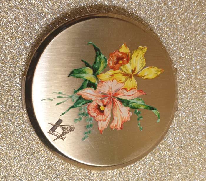Vintage Powder Compact |  Masonic emblem |