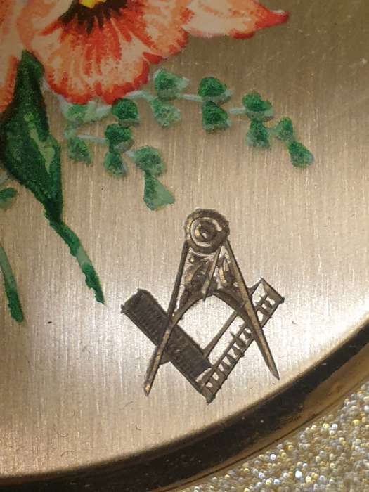 Vintage Powder Compact |  Masonic emblem |
