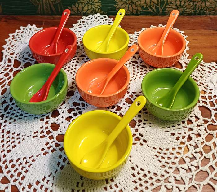 Ceramic Condiment Bowls with Spoons