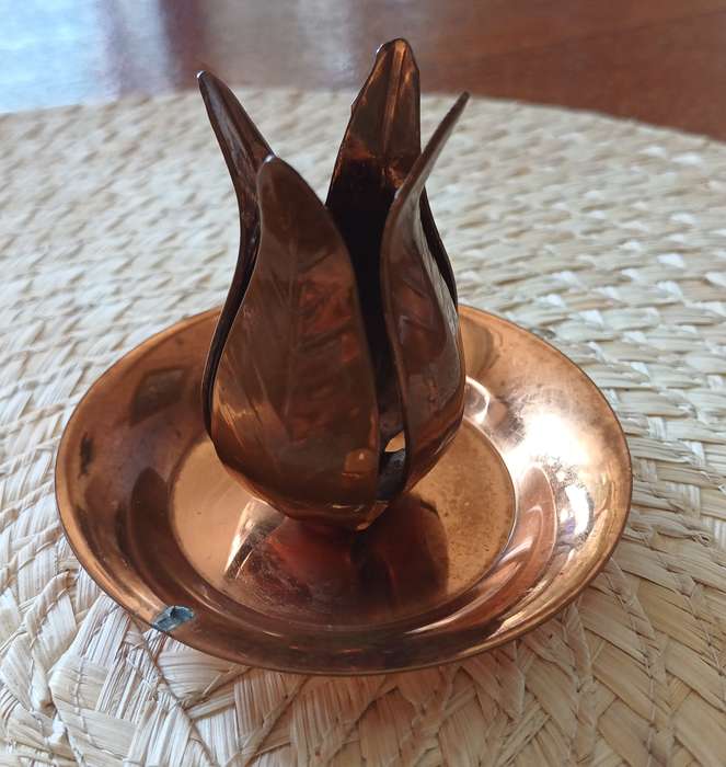 1980'S COPPER PLATED CANDLE HOLDER