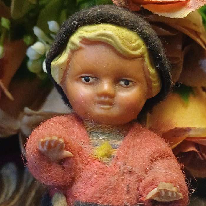 Vintage German Antique Rubber Boy Doll  Miniature