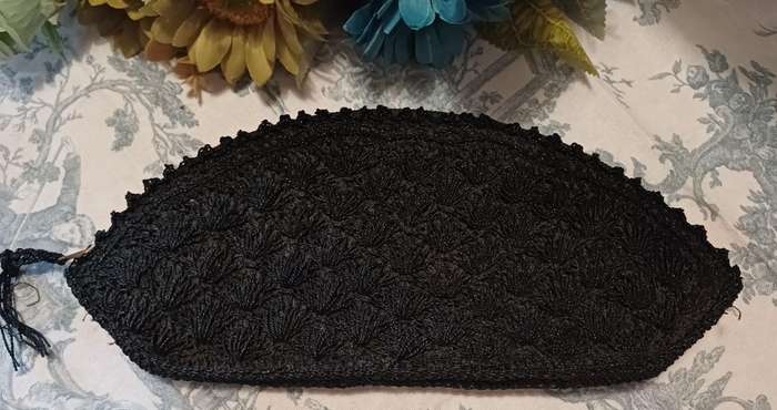 Vintage 1940s Black Evening Bag with YKK Zipper  Stunning Condition