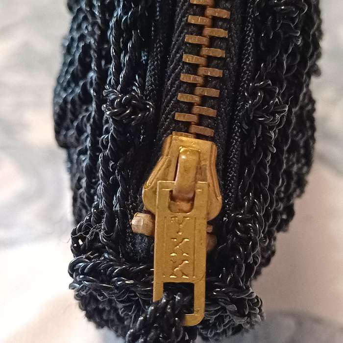 Vintage 1940s Black Evening Bag with YKK Zipper  Stunning Condition