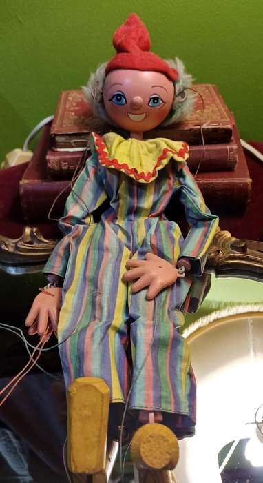 Vintage 1960s Pelham Puppets Clown Marionette  30 cm