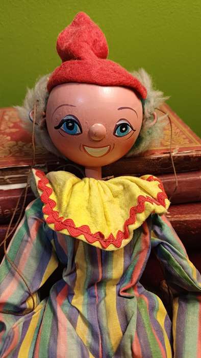 Vintage 1960s Pelham Puppets Clown Marionette  30 cm