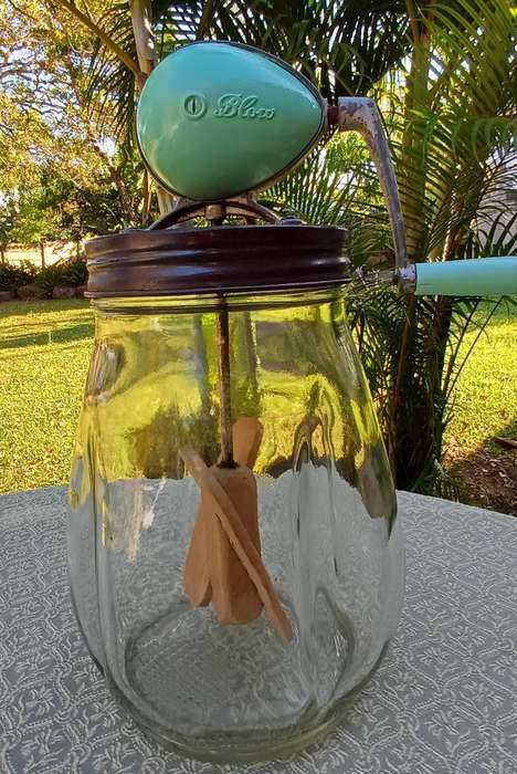 Butter Churn  with original glass bottle stamped Blow N30 made in England
