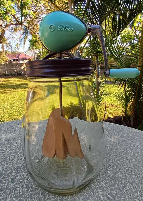 Butter Churn  with original glass bottle stamped Blow N30 made in England