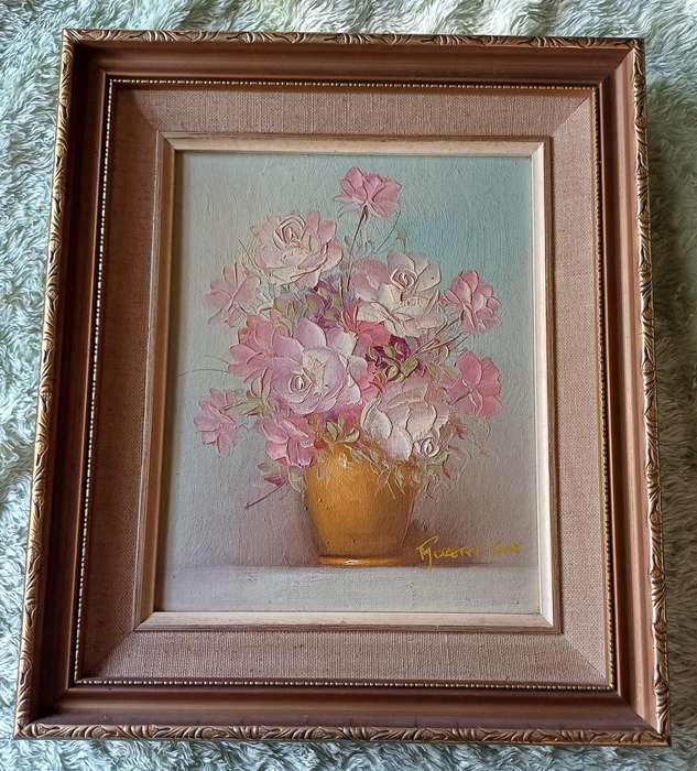 Signed Robert Cox Oil On Board Floral Still Life Painting