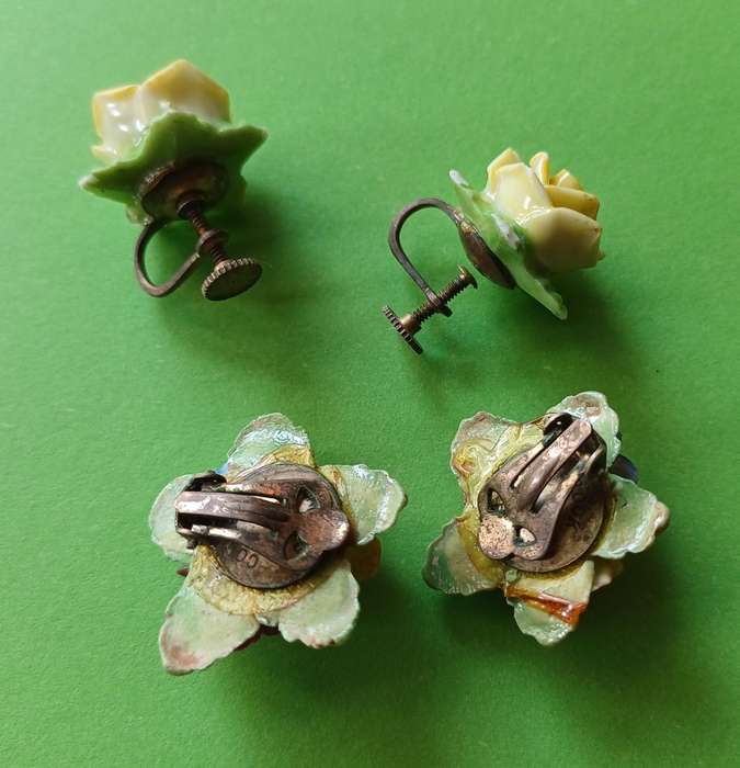 Vintage Bone China Floral Earring Sets Coalbrook, Made in England| 18 |
