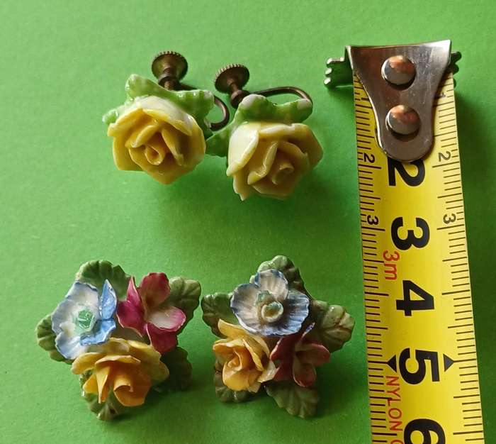 Vintage Bone China Floral Earring Sets Coalbrook, Made in England| 18 |