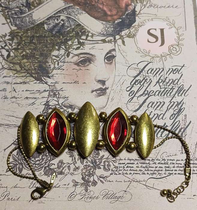 Red Stones with Metal Vintage Bracelet