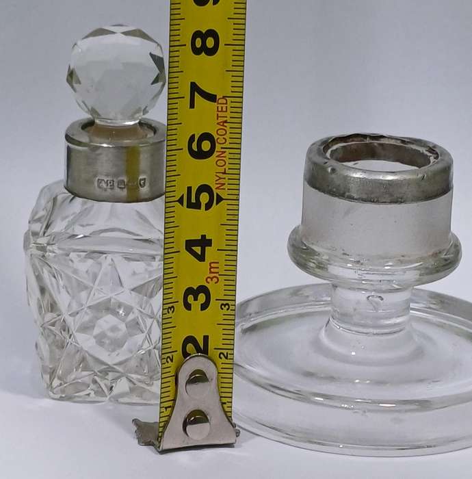 Unusual Silver Mounted Match Striker & Perfume Bottle