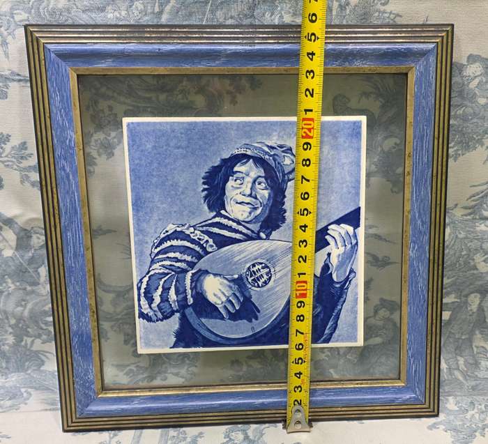 Vintage Delfts Blauw Holland Ceramic Tile in Frame