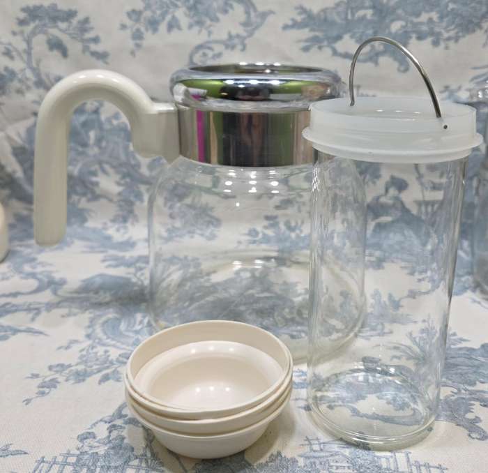 Vintage 1970s Pyrex Coffee/Tea Server | 2-in-1 Hot or Cold with Glass Ice Holder