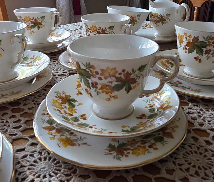 Queen Anne Bone China Tea Set | Autumn Leaves G671 Pattern |