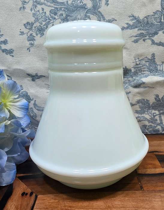 Old-School Cool | Vintage White Milk Bottle with Original Plastic Stopper