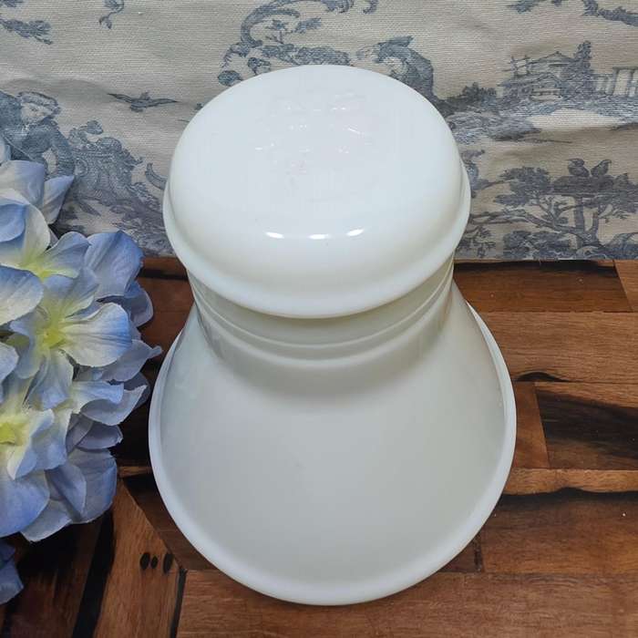 Old-School Cool | Vintage White Milk Bottle with Original Plastic Stopper