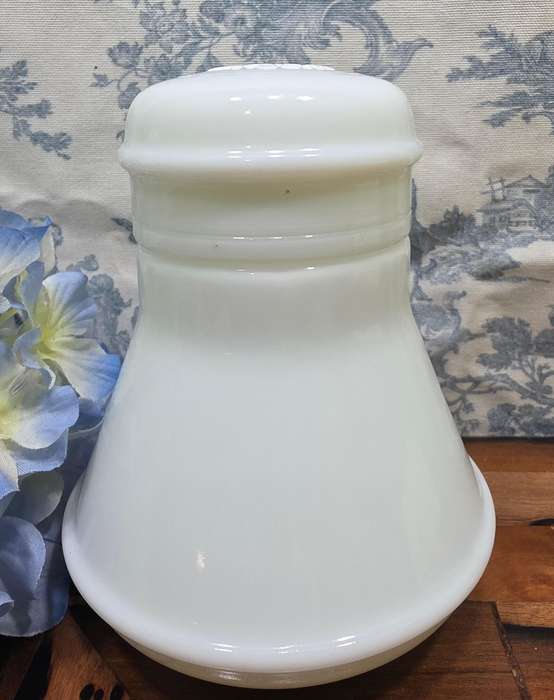 Old-School Cool | Vintage White Milk Bottle with Original Plastic Stopper