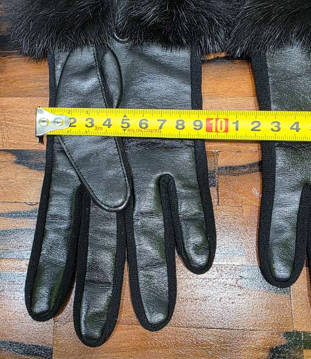Real RABBIT FUR & leather gloves, insulated winter gloves, black rabbit fur on black leather gloves