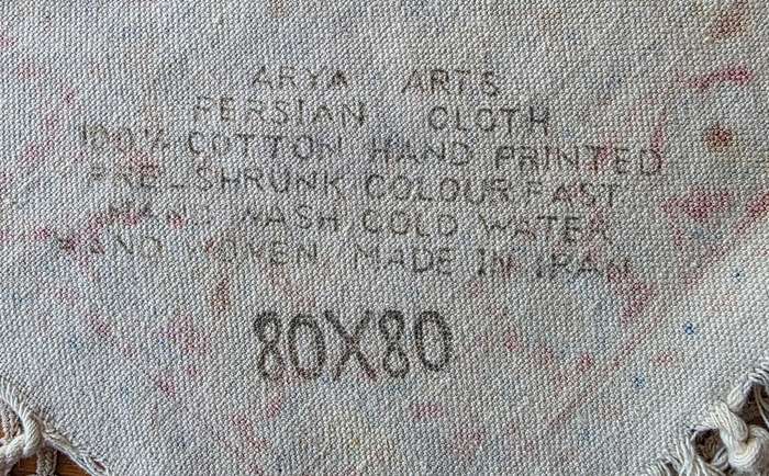 VINTAGE HAND PRINTED (NATURAL DYED) PERSIAN/IRANIAN MESHKAT  cloth - SIGNED