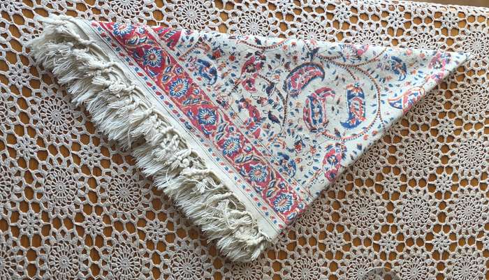 VINTAGE HAND PRINTED (NATURAL DYED) PERSIAN/IRANIAN MESHKAT  cloth - SIGNED