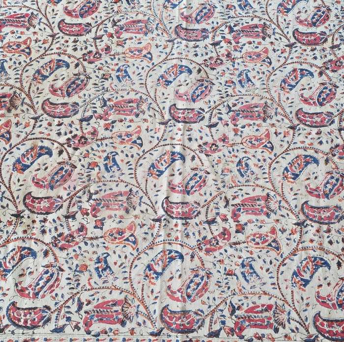 VINTAGE HAND PRINTED (NATURAL DYED) PERSIAN/IRANIAN MESHKAT  cloth - SIGNED