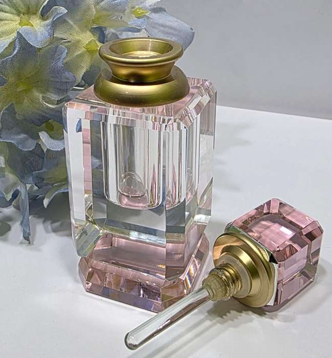 Elegant Pink & Clear Crystal Perfume Bottle