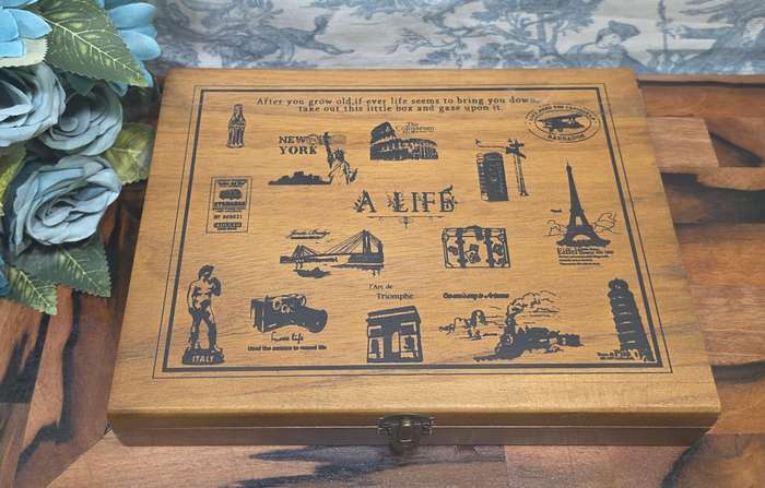 Wooden Rubber Stamp box sets 1 set-- Vintage stamp gift box