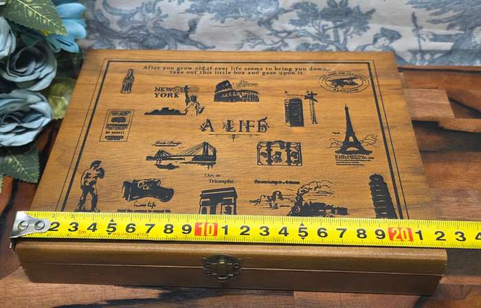 Wooden Rubber Stamp box sets 1 set-- Vintage stamp gift box