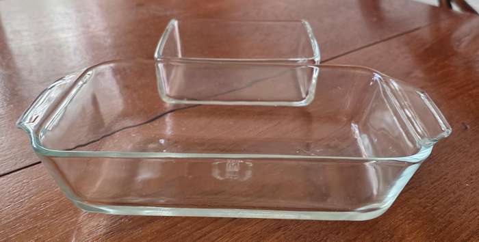 Set of 2 Clear Glass Bowls  Vintage Utility Pair