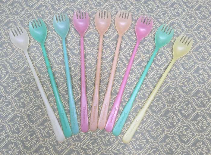 Vintage Tupperware Long Cocktail Fork-o-Spoon Spork Stirring Parfait | 20 cm |