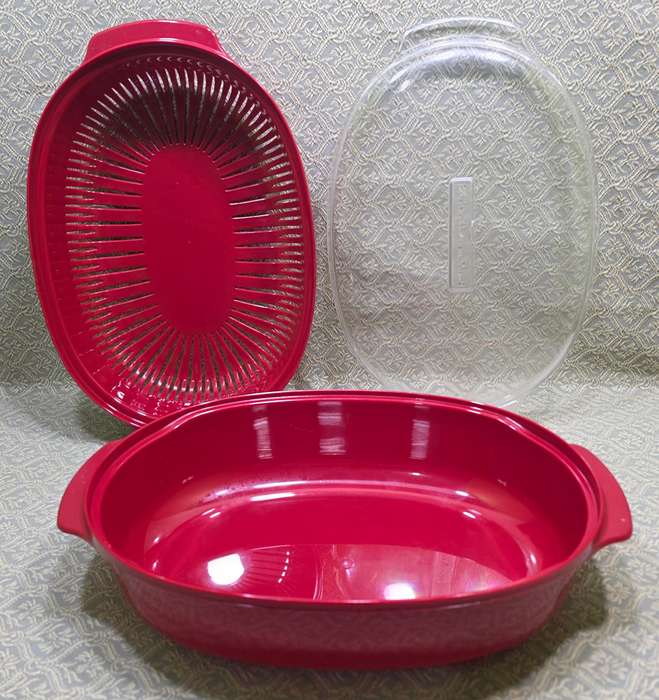 KitchenAid Universal Microwave Steamer | 3-Piece | Red & Clear | USA Import