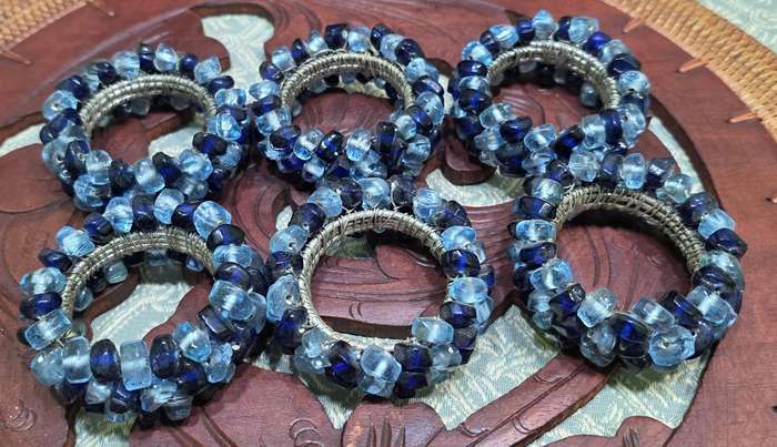 6 Glass Beads Napkin Rings