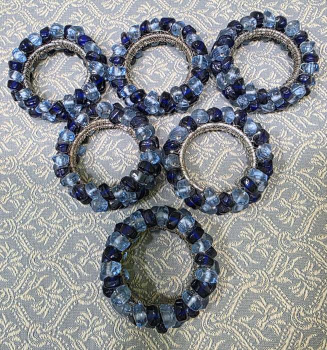 6 Glass Beads Napkin Rings