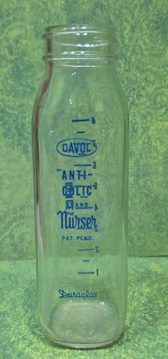 Vintage Davol Anti-Colic Brand Nurser Glass Baby Bottle, Duraglas Providence
