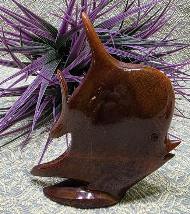 Unique Hand Carved Wooden Angel Fish Figurine | Mahogany |
