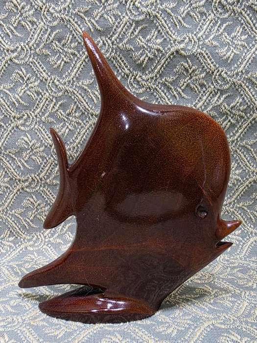 Unique Hand Carved Wooden Angel Fish Figurine | Mahogany |