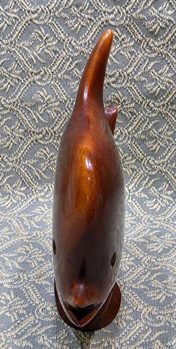 Unique Hand Carved Wooden Angel Fish Figurine | Mahogany |