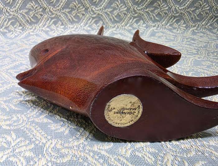 Unique Hand Carved Wooden Angel Fish Figurine | Mahogany |