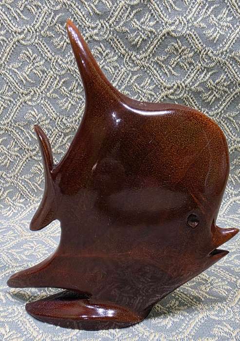 Unique Hand Carved Wooden Angel Fish Figurine | Mahogany |