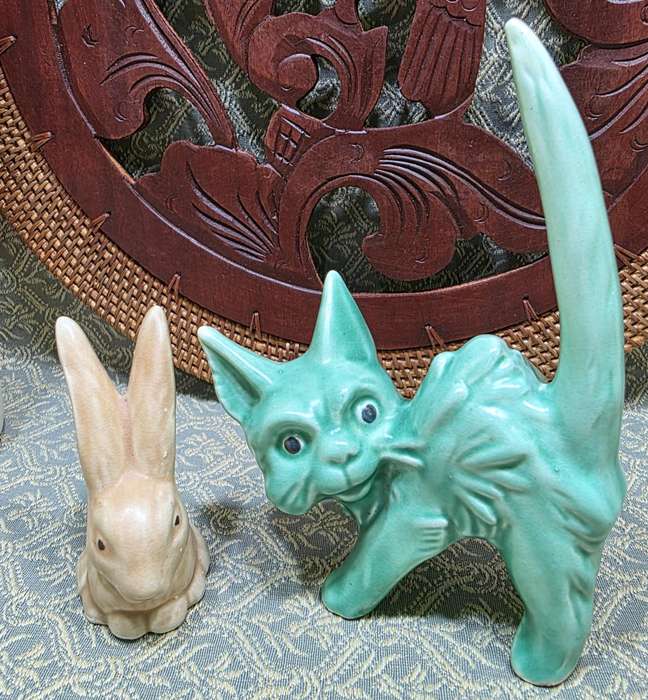Vintage Sylvac Green Kitty | 1930`s | Very good Condition | England | free Bunny |