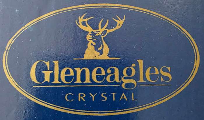 GLENEAGLES CRYSTAL HARLEQUIN PAIR OF LARGE WINE GOBLETS SUPERB