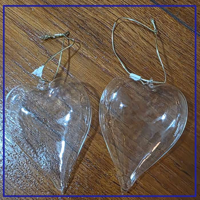 Set of Clear Glass Hearts