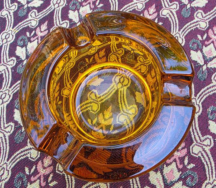 Pretty Amber Glass - Mid Century Ashtray - Very Heavy and Solid