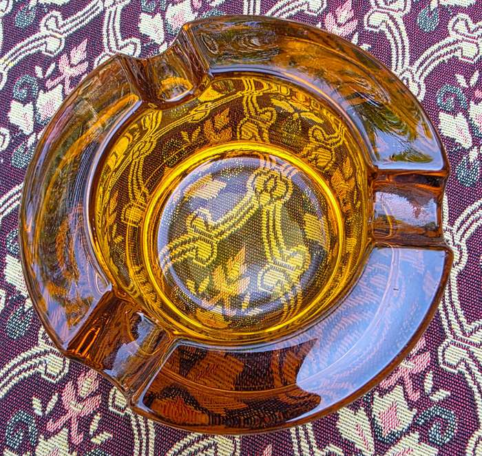Pretty Amber Glass - Mid Century Ashtray - Very Heavy and Solid