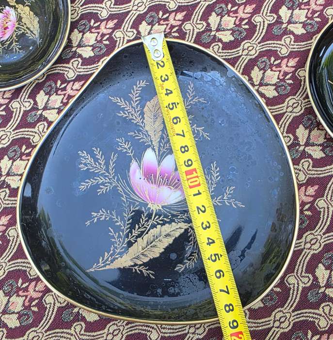 Appealing Black Snack Plate with side plates made in Germany